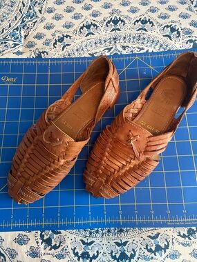 Maya Tan Woven Leather Huarache Flats